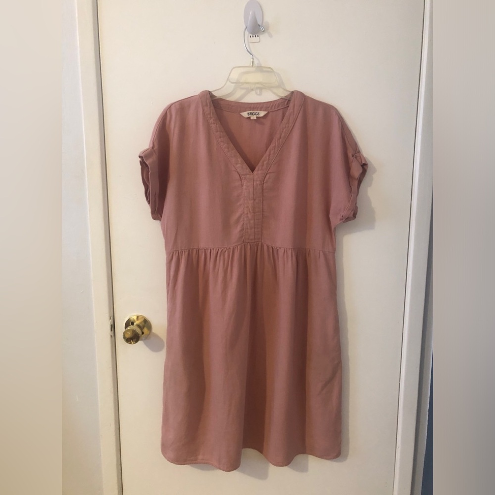 Briggs Dress Womens Size M Pastel Pink Rose Linen Blend Cottagecore Casual - Picture 2 of 11